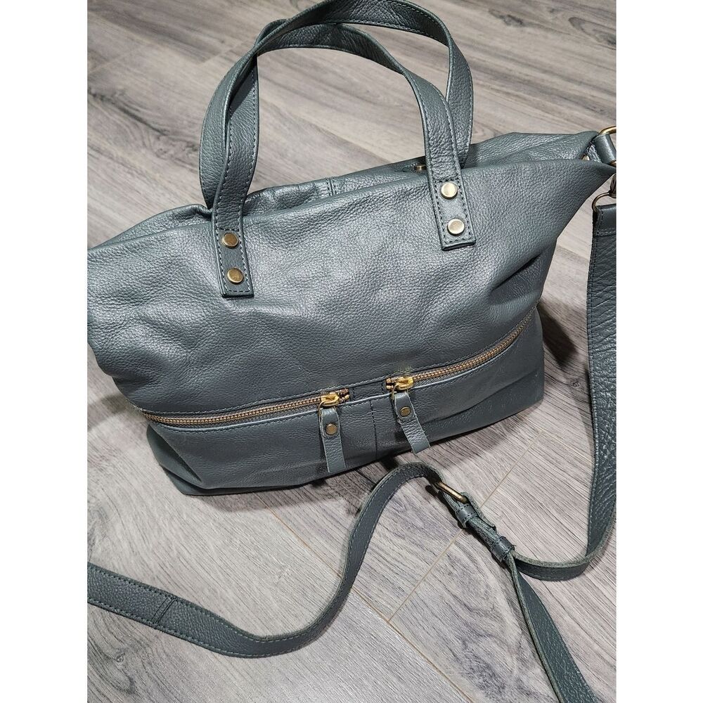 Aspen EUC Dark Aqua Green Pebbled Supple Leather Satchel Bag